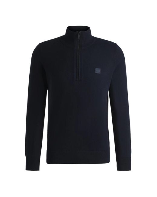 Boss Truien & Vesten ,Blauw ,Katoen Kanobix Half-Zip Pullover in het Blue voor heren