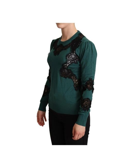 Dolce & Gabbana Green Round-Neck Knitwear