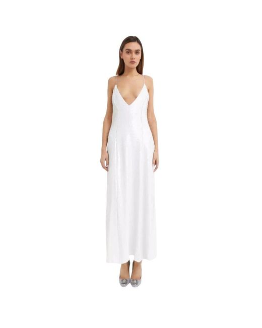 Khaite White Weiße Sequin Maxi Kleid