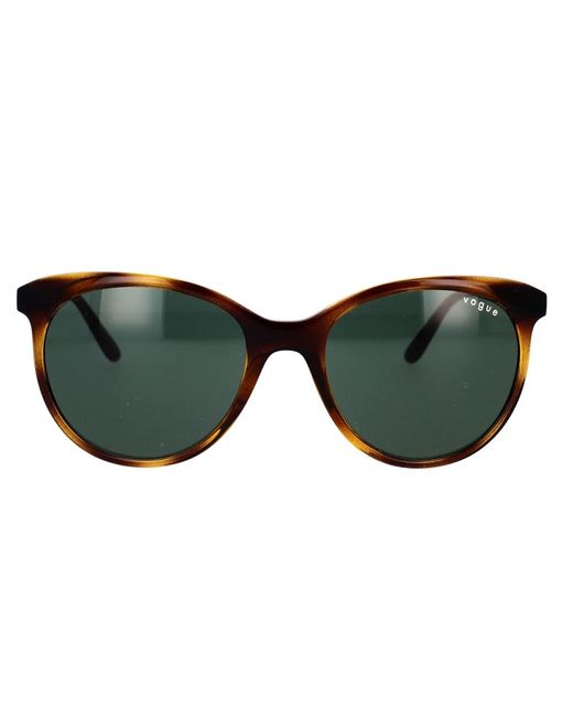 Vogue Black Dunkle havana sonnenbrille mit grünen gläsern