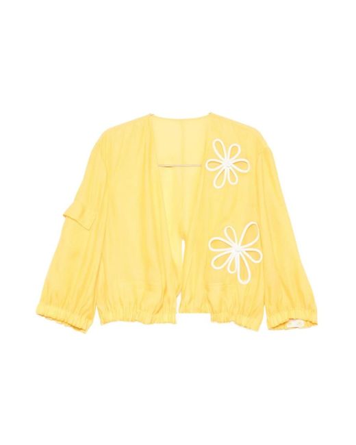 Fendi Floral Patch Blouse in het Yellow