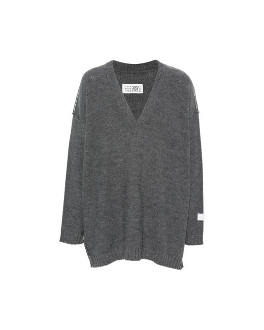 MM6 by Maison Margiela Gray V-Neck Knitwear