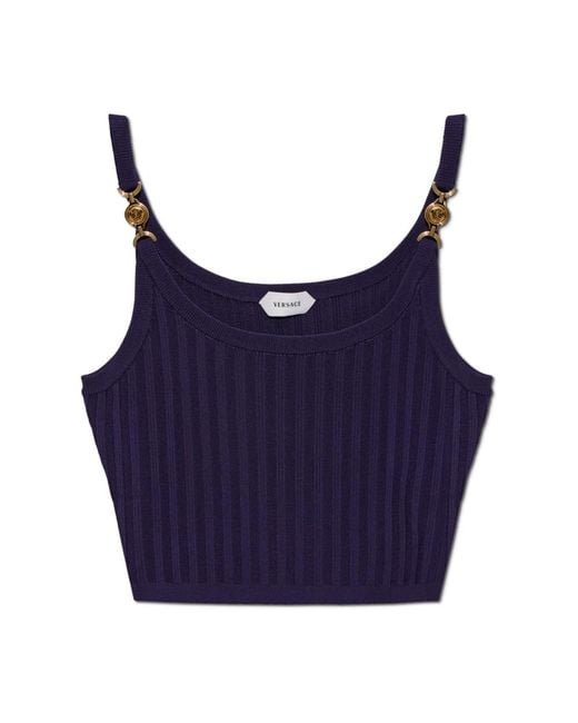 Versace Blue Sleeveless Tops