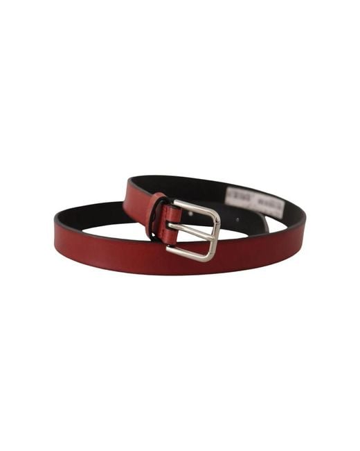 Dolce & Gabbana Burgunderroter Ledergürtel Mit Silberschnalle in Red für Herren