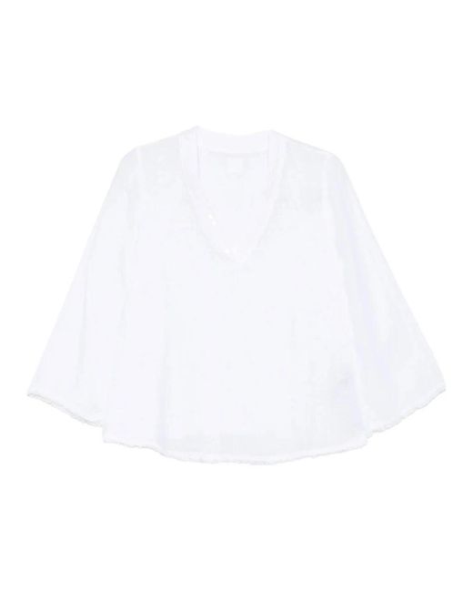 120% Lino White Blouses