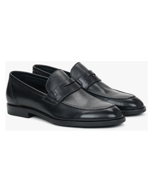 ESTRO Black Loafers for men