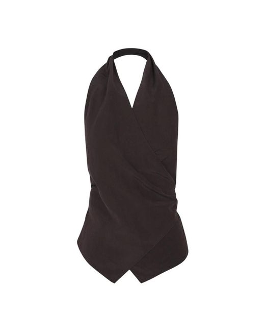 Cortana Black Sleeveless Tops