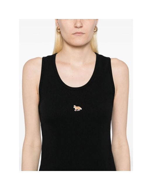 Maison Kitsuné Black Sleeveless Tops