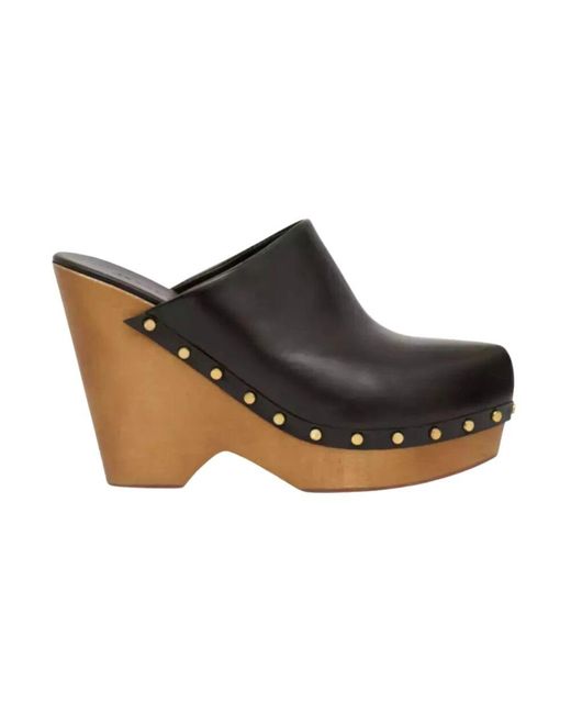 Isabel Marant Black Schwarze lederclogs tsuko