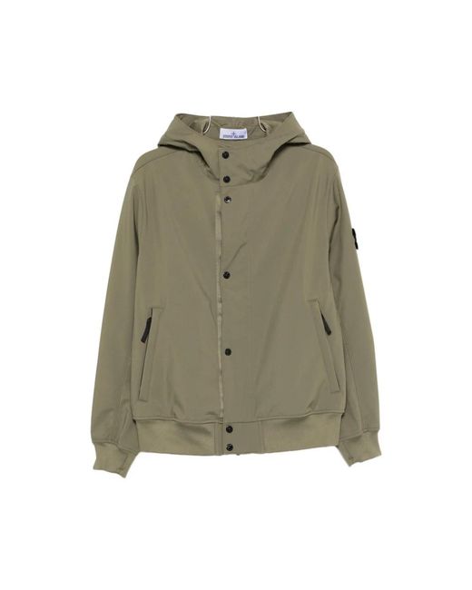 Stone Island Jassen ,Groen ,Hooded Zip Bomber Jacket in het Green voor heren