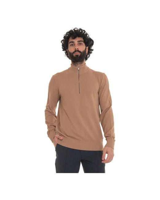 Boss Truien & Vesten ,Katoen Half Zip Pullover in het Brown voor heren