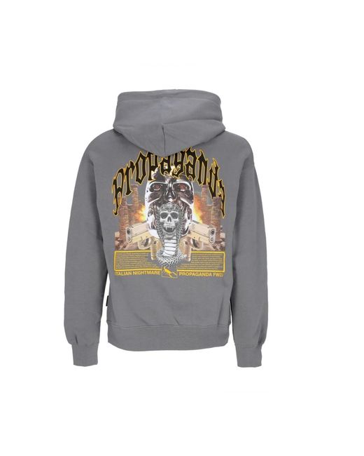 Propaganda Hoodies & Sweatvesten ,Grijs ,Katoen Grijze Hoodie Met Lange Mouwen En Kangoeroezak in het Gray voor heren
