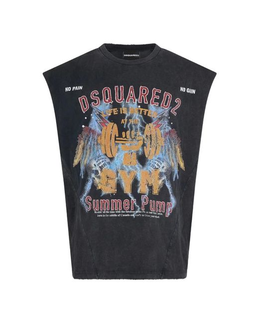 DSquared² Black Sleeveless Tops for men