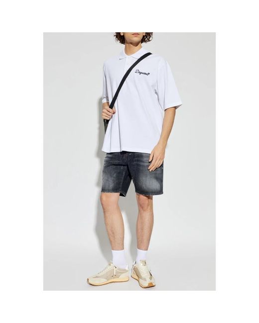 DSquared² Tops ,Wit ,Katoen Polo Shirt Met Geborduurd Logo in het White voor heren