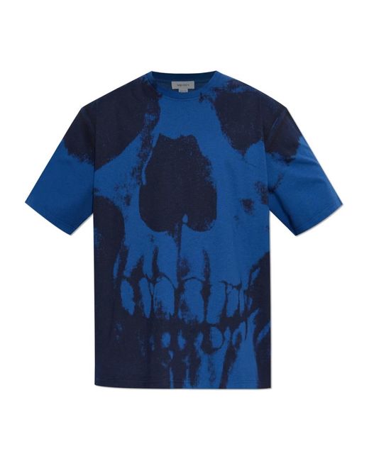 McQueen Tops ,Blauw ,Katoen T-Shirt Met Print in het Blue voor heren