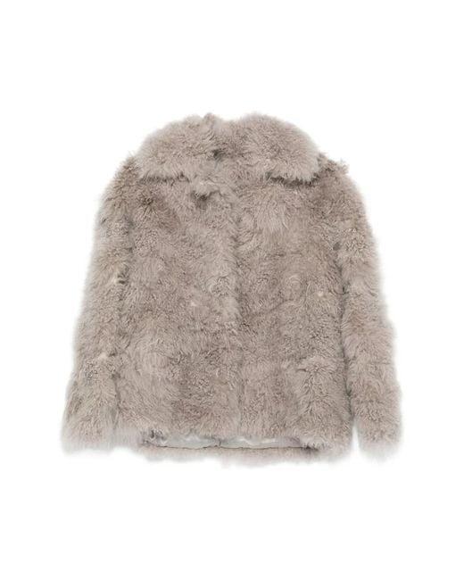Simonetta Ravizza Gray Faux Fur & Shearling Jackets