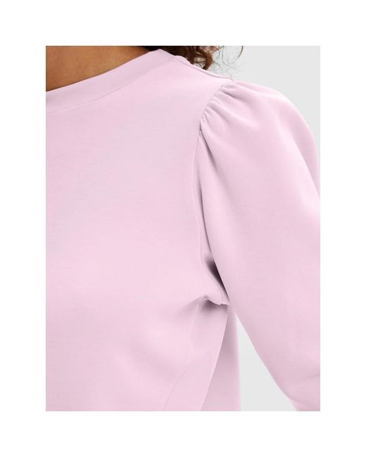 SELECTED Hoodies & Sweatvesten ,Roze ,Polyester Roze Pofmouw Sweatshirt in het Pink