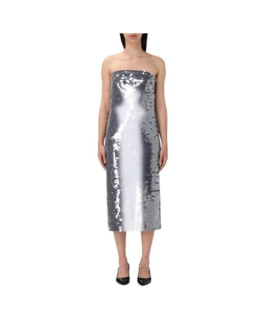 Sportmax Zwarte Sequin Ombre Midi Jurk in het Blue