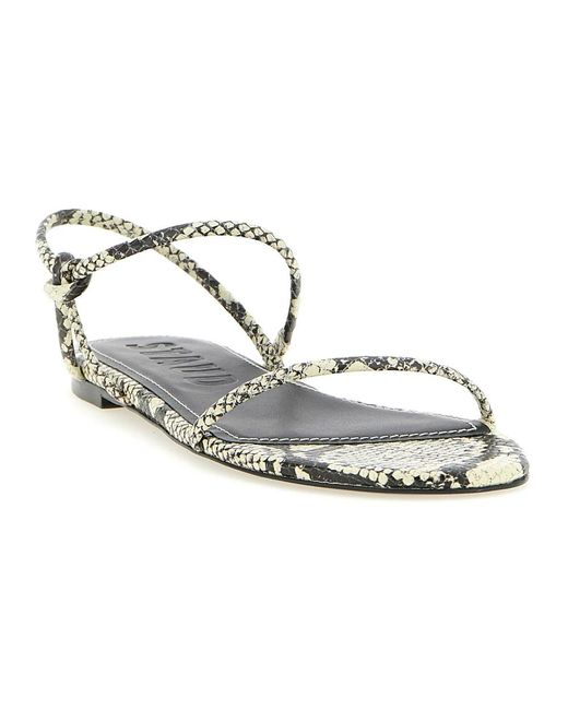 Staud White Cowhide Flat Sandals