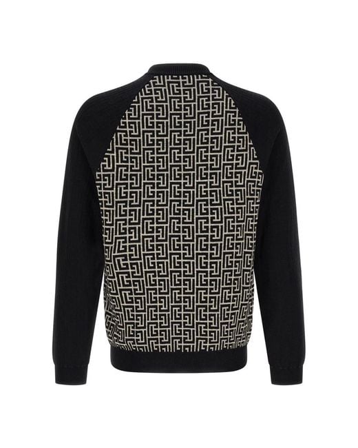 Balmain Black Round-Neck Knitwear for men