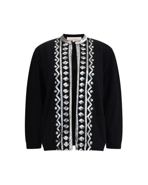 Valentino Truien & Vesten ,Zwart ,Wol Pailletten Wol Vest Met Zakken in het Black