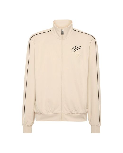 Philipp Plein Fitness ,Polyester Tracksuit Zip Jacket in het Natural voor heren