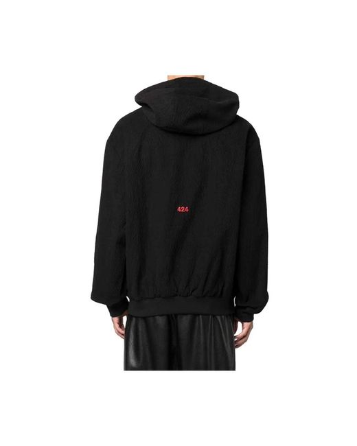424 Strukturierte logo hoodie schwarz in Black für Herren
