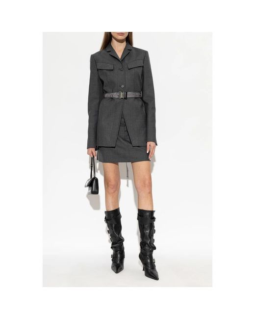 Off-White c/o Virgil Abloh Black Wollblazer Mit Gürtel