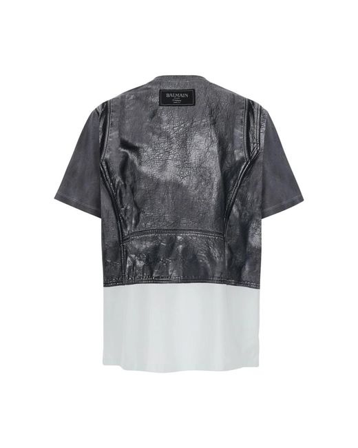Balmain Tops ,Zwart ,Katoen T-Shirt Met Ronde Hals in het Black voor heren