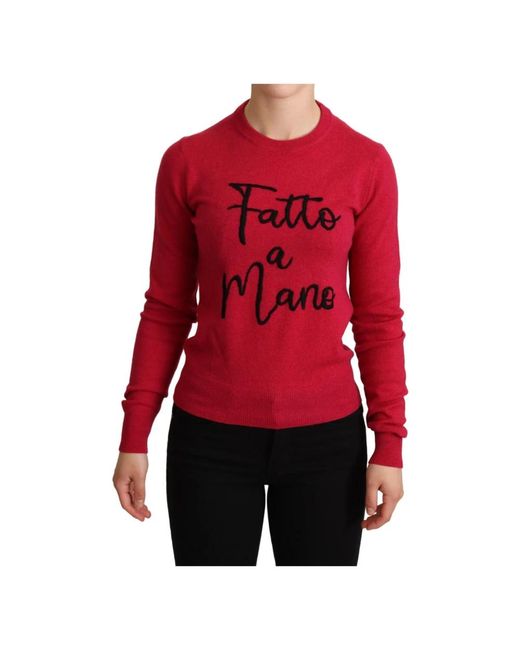 Dolce & Gabbana Red Cashmere Knitwear for men