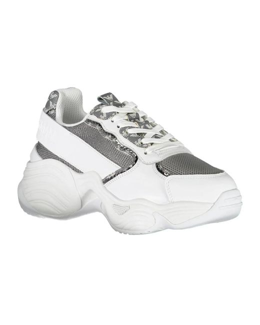 Emporio Armani Metallic Sportliche Weiße Sneaker Mit Logodruck
