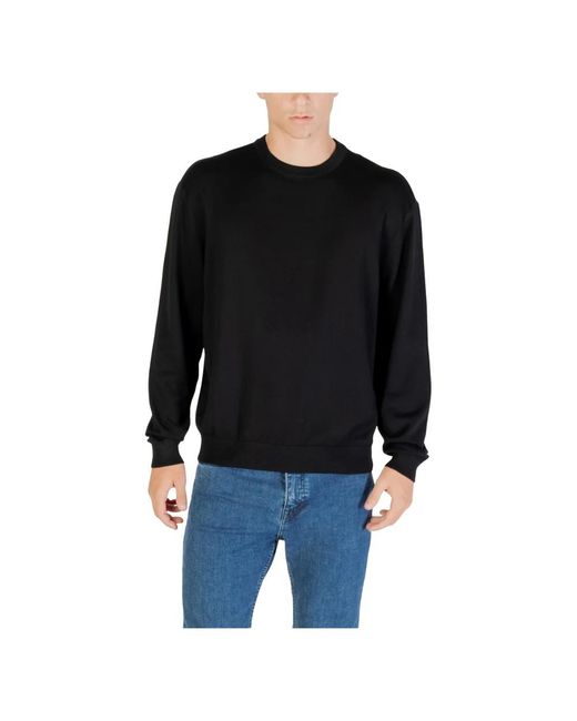 ARMANI EXCHANGE Black Round-Neck Knitwear for men