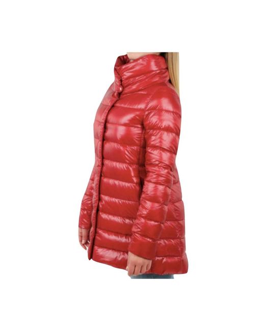 Herno Jassen ,Rood ,Nylon Amelia Ultralight Donsjas A Vorm in het Red