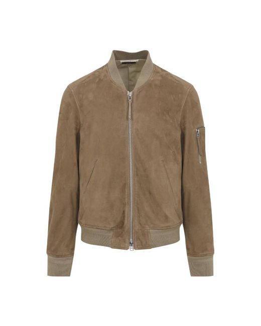 Tom Ford Jassen ,Bruin ,Leer Leren Blouson in het Green voor heren