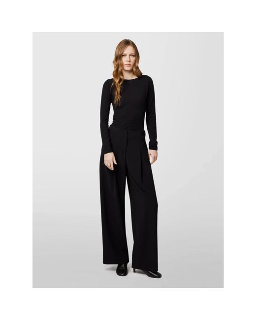 Alpha Studio Black Wide Trousers