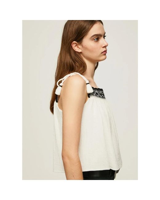 Pepe Jeans Natural Sleeveless Tops
