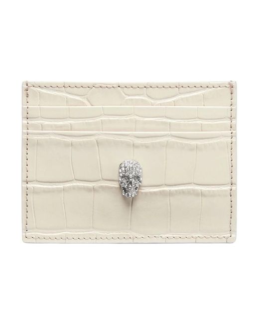 Philipp Plein Accessoires ,Leer Cardholder Cocco Skull in het Natural