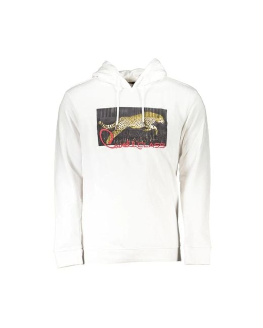 Roberto Cavalli Hoodies & Sweatvesten ,Wit ,Katoen Elegant Langemouwensweatshirt Wit in het White voor heren