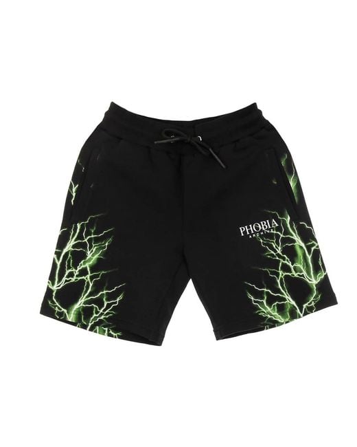 PHOBIA ARCHIVE Lightning Shorts in het Black voor heren