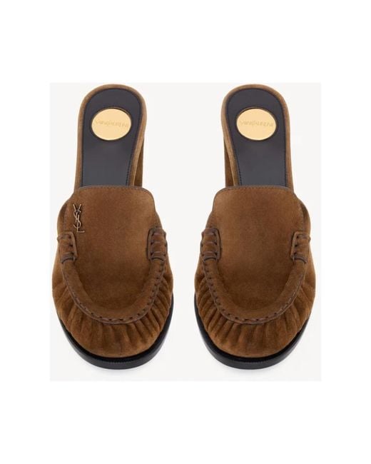 Saint Laurent Brown Heeled Mules
