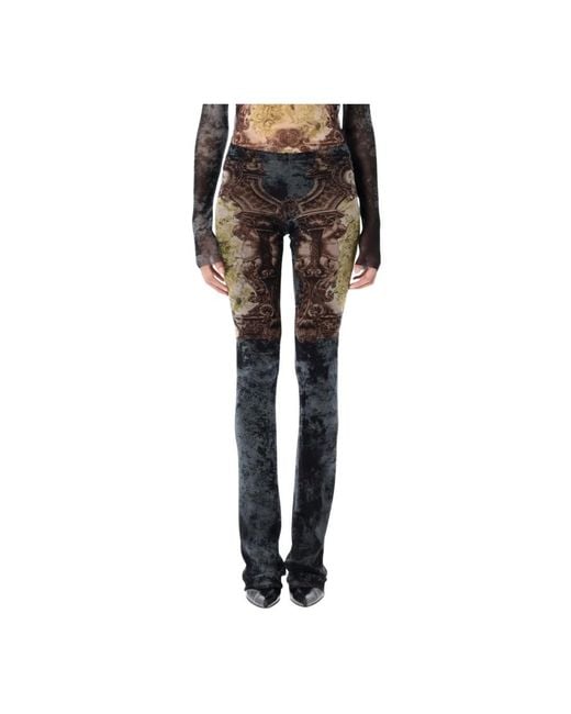 Jean Paul Gaultier Black Bedruckte Medaillon Mesh Hose