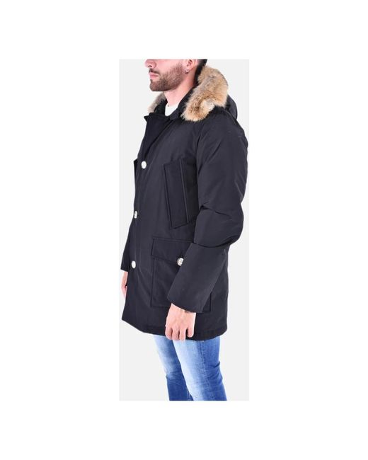 Woolrich Jassen ,Zwart ,Katoen Arctische Afneembare Bont Parka in het Blue voor heren