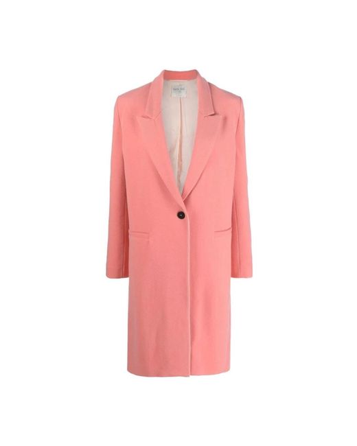 Forte_forte Pink Single-Breasted Wool-Cashmere Coat
