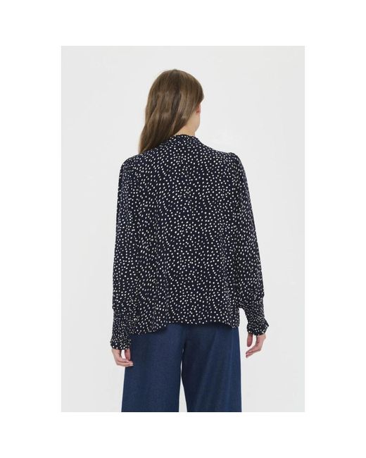 Saint Tropez Overhemden ,Zwart ,Night Sky Drea Dot Blouse in het Blue