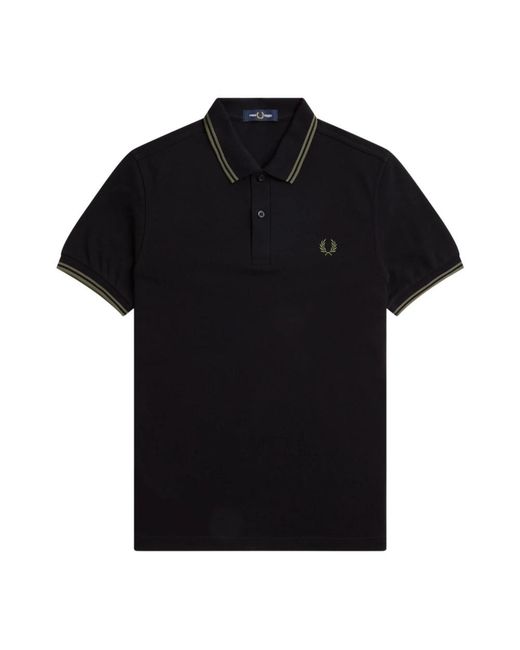 Fred Perry Tops ,Zwart ,Katoen Klassieke Katoenen Polo Met Dubbele Streep in het Black voor heren
