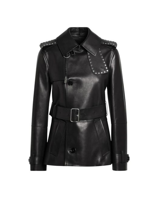 Burberry Black Mini Short Leather Jacket With Studs