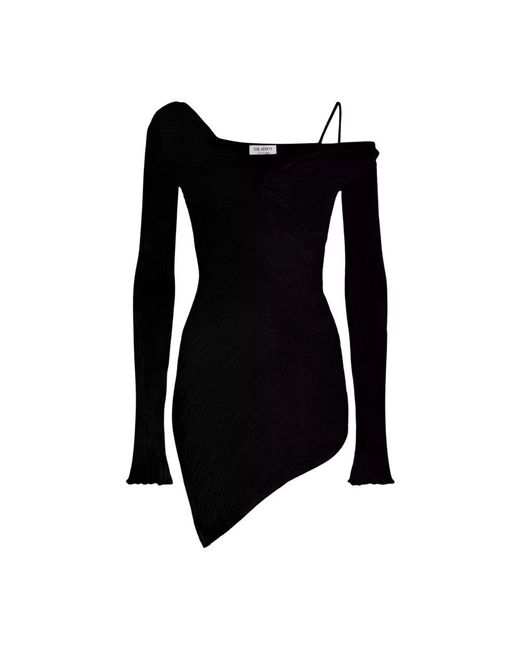 The Attico Black Schwarzes Minikleid Mit Asymmetrischem Ausschnitt
