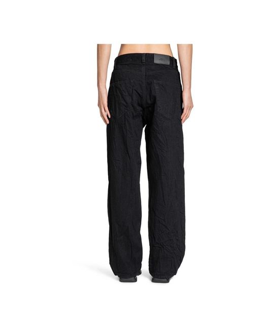 Studio Nicholson Jeans ,Zwart ,Denim Seb Crinkle Denim Pant in het Black voor heren