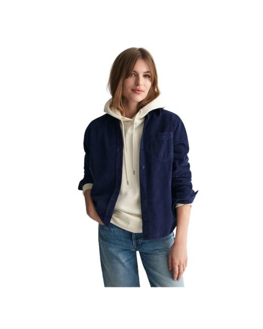 Gant Jassen ,Blauw ,Katoen Corduroy Overhemdjas in het Blue