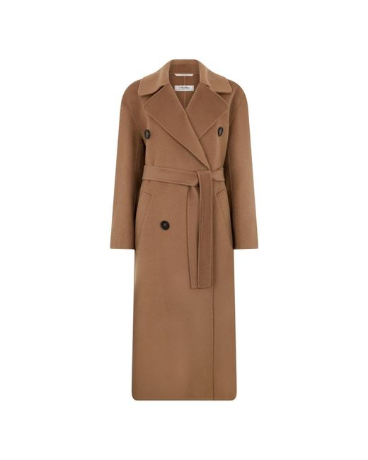 Max Mara Wol Kasjmier Jas Met Split in het Brown